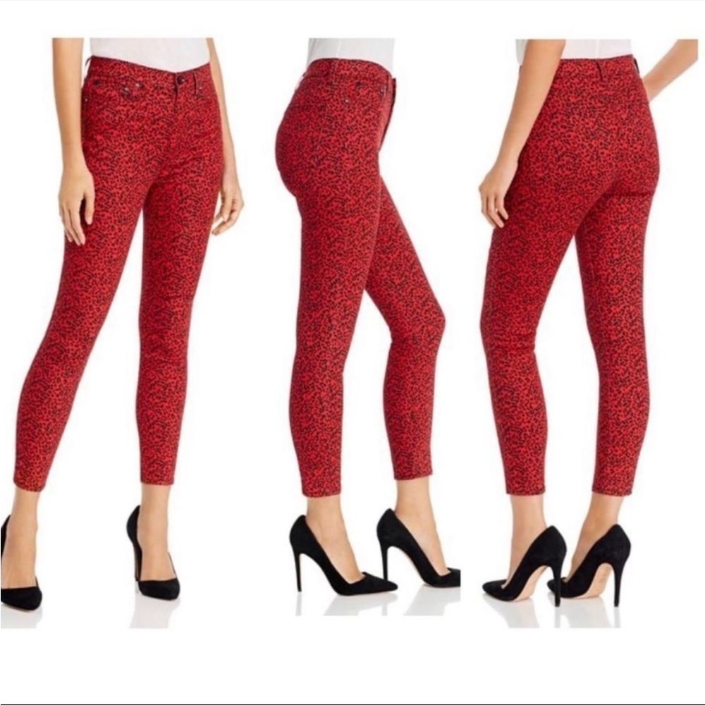 Alice + Olivia red leopard print jeans - size 29